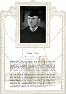 Senior portrait and biography of Z. Lupton Patten from the 1927 Moccasin yearbook