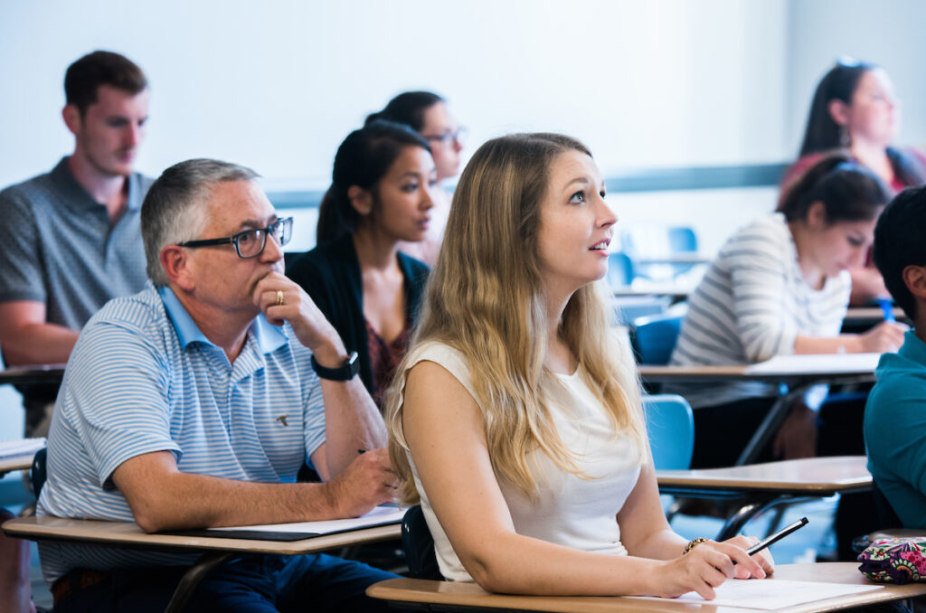 Students sit Dr. Sheena Murray's Economics for Managers class Thursday, Aug. 14, 2018, Aug. 23, 2018 in Fletcher Hall.