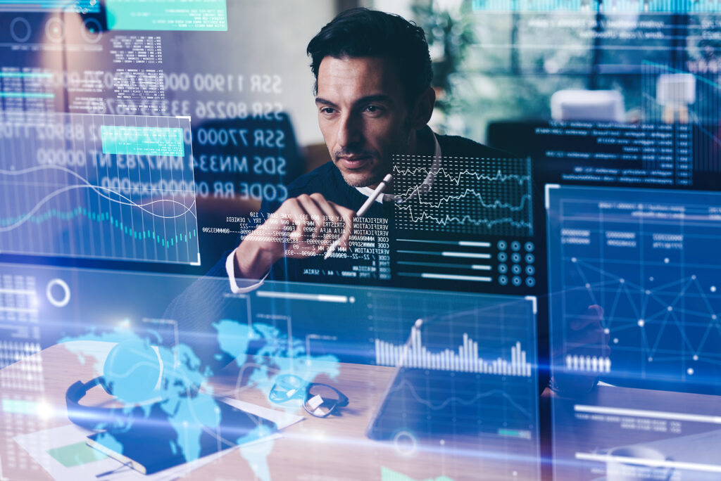 Man looking at inspiring data