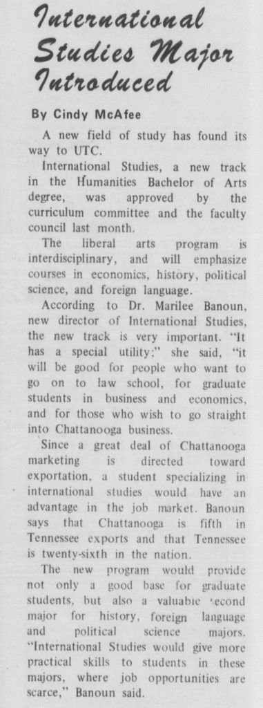 "International Studies Major Introduced,"