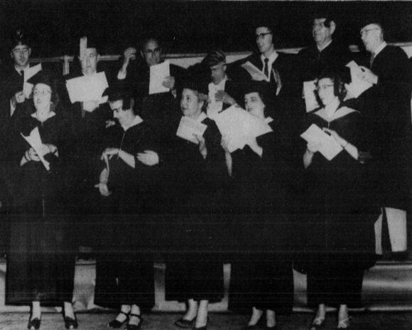 Photograph of University of Chattanooga faculty members performing a choral piece.