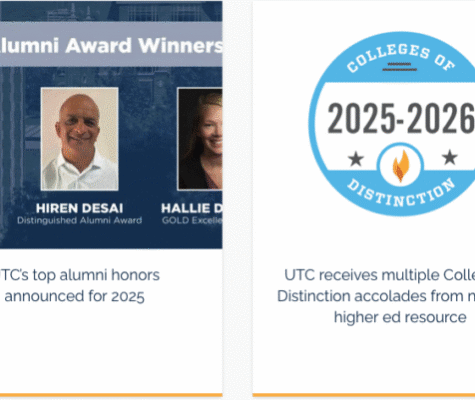 a block of four cards with the latest news articles and images.