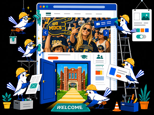 Illustration of 6 birds with hardhats building a UTC website