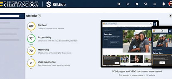 User interface of UTC silktide account.