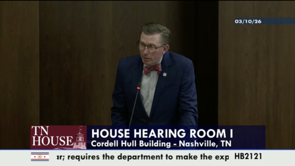 Rep. Ryan Williams R - Cookeville presents the public school and charter school transparency bill to the House Education committee.