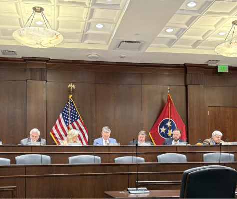 Members of the state House Departments and Agencies Subcommittee discuss The Tennessee Veteran Protection and Due Process Act bill.