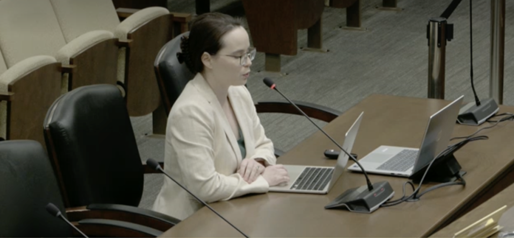 Attorney Jasmine Miller with the Youth Law Center testifies before the Tennessee State Senate Judiciary Committee on Wed. March 10.