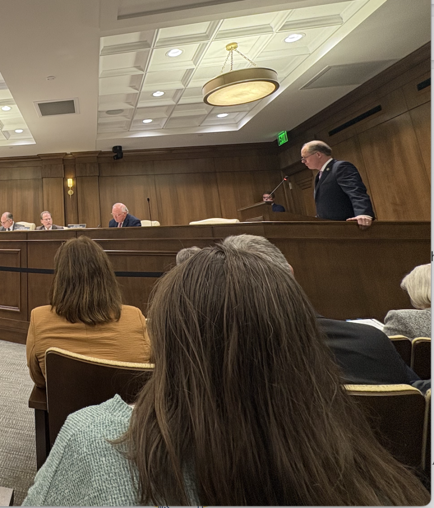 Senator Jack Johnson Republican from Franklin presents the voucher expansion bill to the Senate Education Committee on Wednesday March 11, 2026.