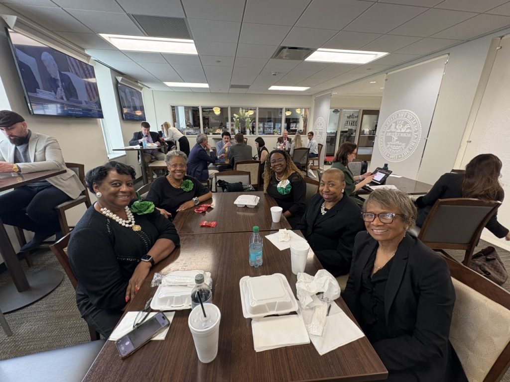 The Links Incorporated Memphis members enjoying lunch at the Tennessee Capitol. In order from right to left are President Lashell Vaughn, Denise Bentley, third woman did not provide a name, Jerry Manning and Sirella Joyner. Photo by Grey Steele.