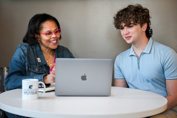 Student and advisor working together
