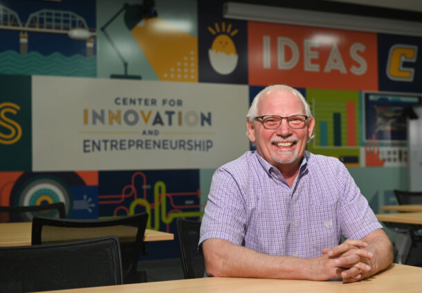 Entrepreneur-in-residence Mike Bradshaw. Photo taken at the Center for Innovation and Entrepreneurship.
