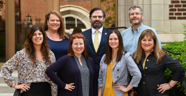 The ORSP staff: Top row, from left: Angie Morelock, David Veazey, Todd Doman. Bottom row: Sam Stanley, Meredith Perry, Ashley Ledford, Terri Bearbower.