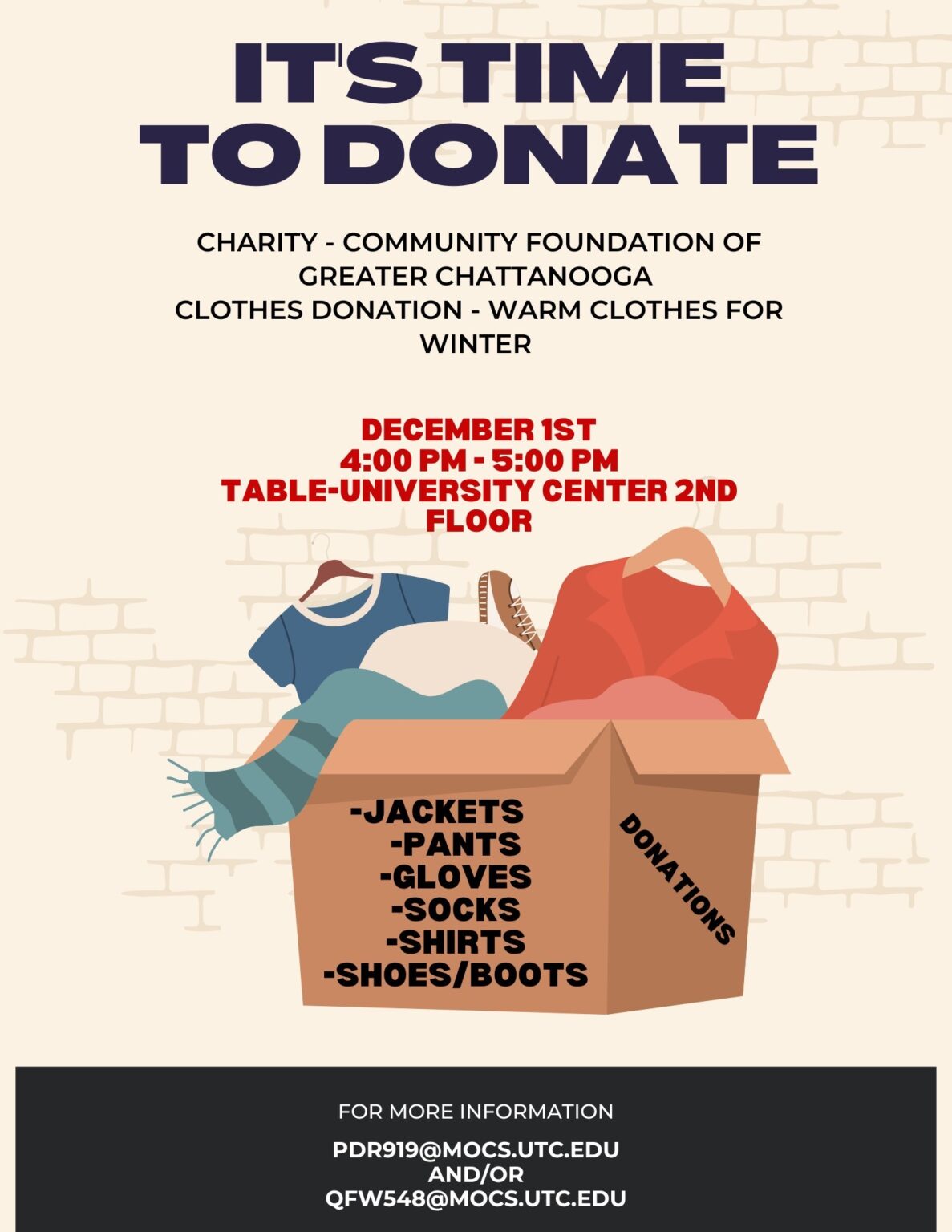 SGA Clothing Drive - December 1 - Campus Updates