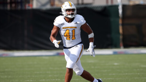 Recent Southern Conference Defensive Player of the Week Alex Mitchell and his Mocs teammates will take on Western Carolina on Saturday. The Homecoming Week kickoff is set for 4 p.m. Photo courtesy of Michael Wade/GoMocs.com.