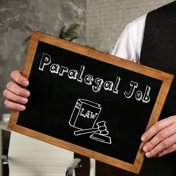 paralegal job text on a white board