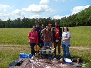 Students prior to launch of MOC1 on May 6, 2016. From left to right: Amee Patel, Daniel Johnson, Michael Holloway, Matt Joplin, Samaa Davies, and Nichole Shelton