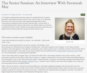The interview I conducted with Savannah May.