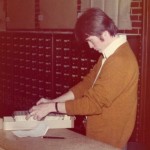 Student researching the old school way: with a card catalog. Photo courtesy of Special Collections & University Archives, UTC Library, The University of Tennessee at Chattanooga.