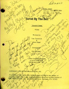 Dennis Haskins script for "Jessie's Song" signed by the cast of Saved by the Bell.