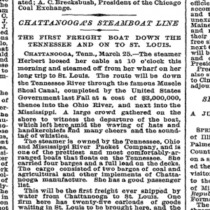 newspaper Chattanooga steamboat line