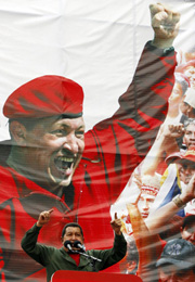 Hugo Chávez, speaking at a rally in Caracas, Venezuela, 2010.