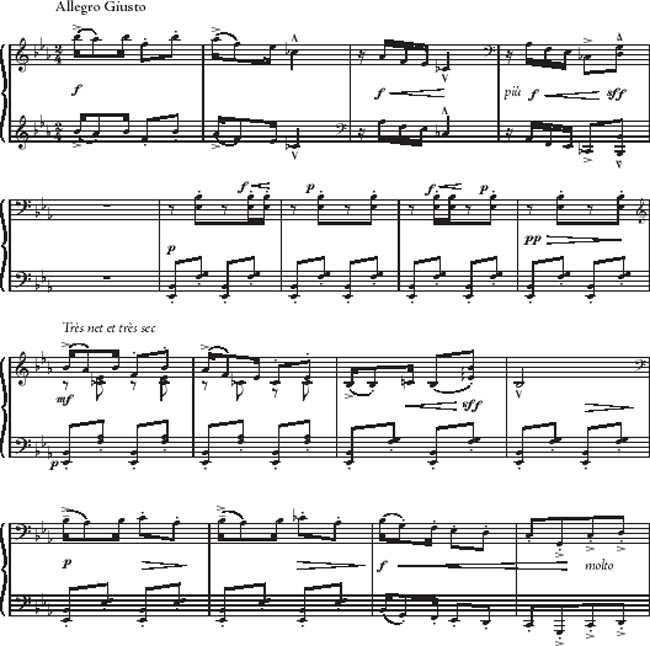 Claude Debussy, 'Golliwog’s Cakewalk,' mm. 1–17