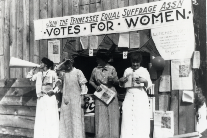 Women of the Tennessee Equal Suffrage Association campaigning for voting rights.
