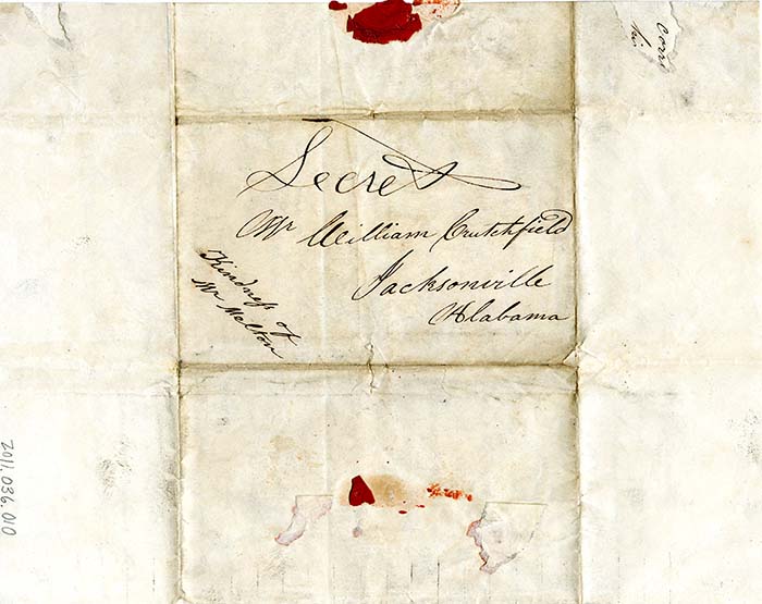 Mary Lumpkin correspondence with William Crutchfield, 1845 December 19. Courtesy of the Chattanooga Public Library and University of Tennessee at Chattanooga Special Collections.