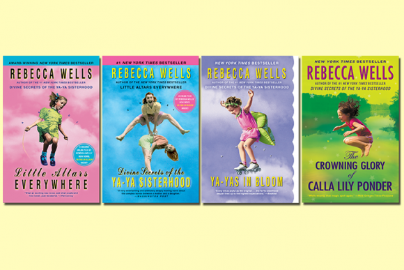 Cover Images of Rebecca Wells' 4 novels on a pale yellow background