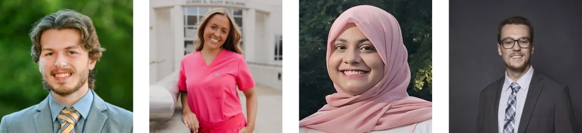College Quest student panelists Bentley Adkins, left, Shelby Alford, Tooba Tanveer and Lukas Wise