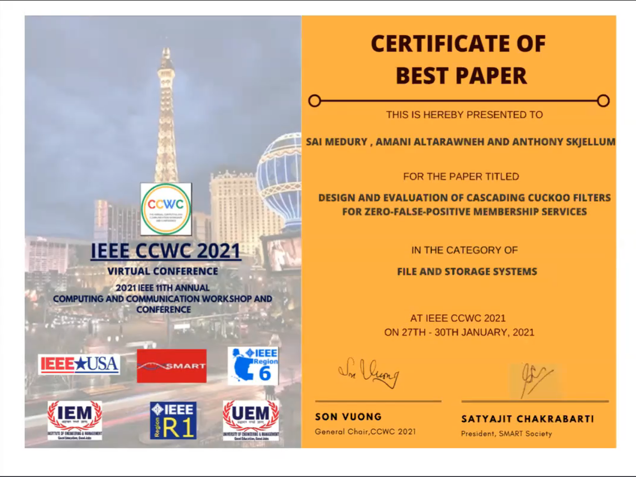 Certificate of Best Paper